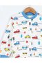Boy's Snap Fastener Car Printed 0-6 Years Old 100% Cotton Seasonal Nightgown Pajama Set - 5