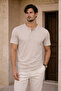 Edgar Regular Fit 3 Button Placket Supreme Fabric Dirty Collar Men's T-Shirt - Gravel - 7