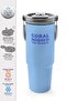 Blue Thermos with Straw and Direct Drinking Steel Cup 900 ml 38754