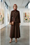 Linen Fabric Skirt Jacket Double Set 0256-03 Brown - 2