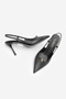 Women's Stiletto Pointed Toe Open Back Strap Buckle Thin Classic Heeled Shoes Osenta Black - 7