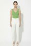 Women's Premium Green Knitwear Body Flexible Full Lycra V-Neck Summer Athlete T-Shirt - 5