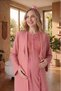 New Season Pomegranate Flower Maternity Summer Shawl Collar Jacquard Full Length Lace Short Sleeve Dressing Gown Nightgown Set - 2
