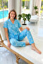 Women's Short Sleeve Milan Fabric Pajama Set 50501-2484 Blue02 - 4