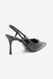 Women's Stiletto Pointed Toe Open Back Strap Buckle Thin Classic Heeled Shoes Osenta Black - 5