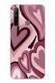 Realme 5I / 6I / C3 Compatible Burgundy Heart Pattern Transparent Phone Case