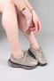Nano Stitched Detailed Sports Shoes Beige - 4
