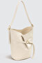 Luna Cream Bucket Shoulder Bag - with Adjustable Shoulder Strap, Gold Accessories
