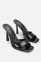 Black Patent Leather 11 cm Heeled Slippers