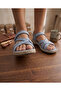 Genuine Leather Daily Women's Sandals Blue - 4