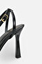 Light Black Patent Leather Ankle Strap High Heel Shoes - 8