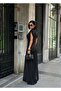 Black Draped Long Evening Dress - 2
