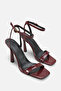Light Burgundy Patent Leather Ankle Strap High Heel Shoes