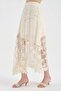 Women's Lace Detailed Linen Blend Design Long Skirt - 5