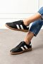 Fortuna Black and White Striped Lace-Up Sports Sneaker Shoes - 2