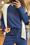 Navy Blue Soft Touch Modal Fabric Tracksuit Set - 2