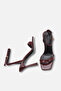 Light Burgundy Patent Leather Ankle Strap High Heel Shoes - 6