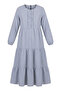 Striped Poplin Ruffle Detailed Hijab Dress 2190-01 Navy Blue - 5