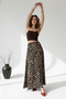 Women's Leopard Printed in Textured Fabric High Waist Maxi Length Flared Skirt - 4