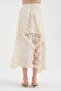 Women's Lace Detailed Linen Blend Design Long Skirt - 3