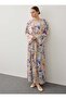 Beli Ribbed Detailed Floral Patterned Hijab Dress - Floral Patterned - Exclusive - 2