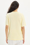 Women's Oversize Wide Cut 100% Cotton Crew Neck Short Sleeve Printed Yellow T-Shirt Blouse - 6
