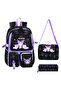 Korean Style Kuromi Themed Elementary School Backpack for Girls, Thermal Lunch Bag and Pencil Case