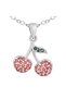 Cherry Figured Necklace Women's Silver Color Zircon Stone Stylish Minimal Necklace
