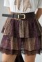 Women's Lace Detailed Mini Skirt with Belt and Shorts - 3