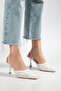 Women's Knitted Lace Pointed Toe Heeled Shoes with Elastic Back - 2