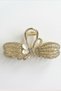 Elegant Pearl Detailed Gold Bow Model Luxury Metal Clasp Buckle