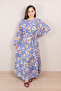 Blue & White Floral Printed Tiered Maxi Dress