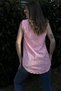 Women's Orange Striped Scallop Fabric, Patched, Zero Sleeve Summer Shirt Blouse 7003422187 - 5