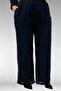67023 Plus Size Muslin Trouser Suit with Pleated Detail on the Front - Black - 6