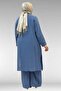 67023 Plus Size Muslin Trouser Suit with Pleated Front Detail - Indigo - 7