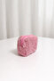 Plush Mini Makeup Bag Pink – Soft Textured Zippered Cosmetic & Coin Bag - 2
