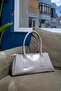 Women's Gray Patent Leather Hand, Arm, and Shoulder Bag with 3-Compartment Zipper and Magnetic Closure (Marteniçka Bracelet Is a Gift!) !))