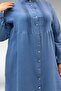 67023 Plus Size Muslin Trouser Suit with Pleated Front Detail - Indigo - 2