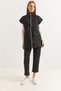 Women's Elastic Waist Detailed Scuba Pantalon Vest Suit Black - 4