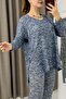 Women's Soft Top Loose Bottom Leggings Two-Piece Set Blue - 3