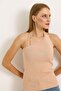 One Shoulder Neck Detailed Knitwear Blouse Mink - 4