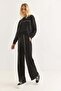 Women's Modal Fabric Ribbed Tracksuit Set Black - 3