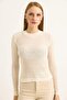 Crew Neck Knitwear Knitted Blouse Ecru - 3