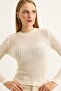 Crew Neck Knitwear Knitted Blouse Ecru - 2