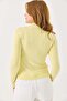 Turtleneck cashmere sheer long sleeve blouse - yellow - 5