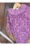 Cotton Floral Patterned Thessaloniki Knitted Velvet Ruffled Baby Girl Jumpsuit - 3
