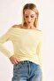 Women's Wide Collar Long Sleeve Blouse Yellow - 2