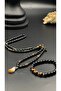 Citrine & Tiger's Eye & Onyx & Hematite Natural Stone Men's Necklace – Handmade Spiritual Design - 3