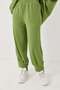 Women's Elastic Waist Draped Model Oversize Tracksuit Set Green - 5