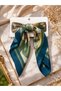 Hei Green Floral Patterned Silk-Look Casual Women's Accessory Scarf Foulard